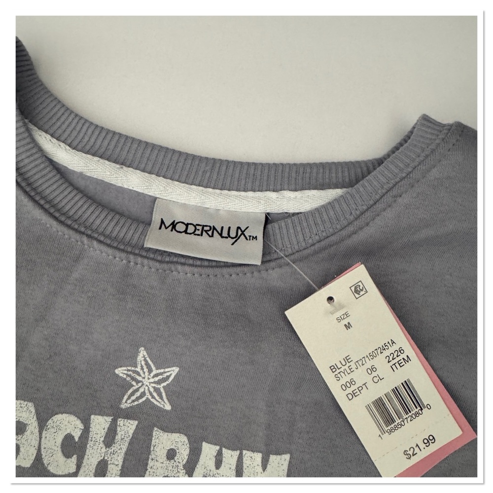 Modern Lux Women’s Beach Bum Blue Graphic Sweatshirt - Picture 4 of 4